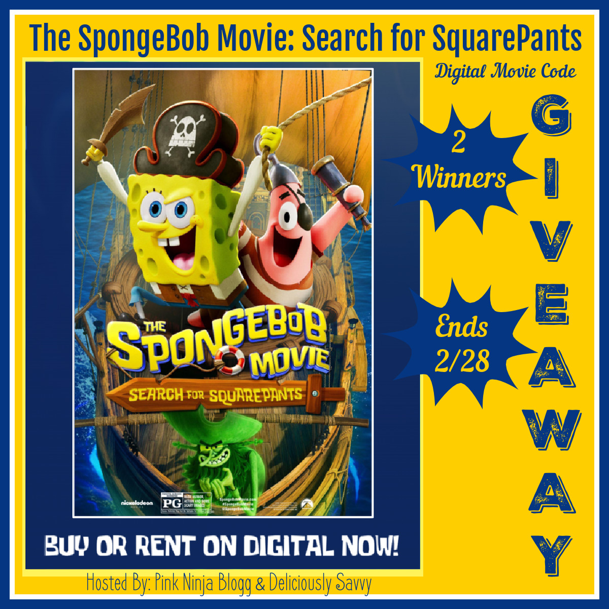 The SpongeBob Movie: Search for SquarePants Digital Movie Giveaway! Ends&nbsp;02/28